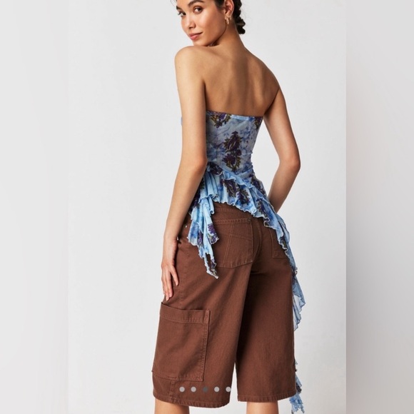 Free people Taylor tube top purple floral mesh size large - Picture 3 of 13